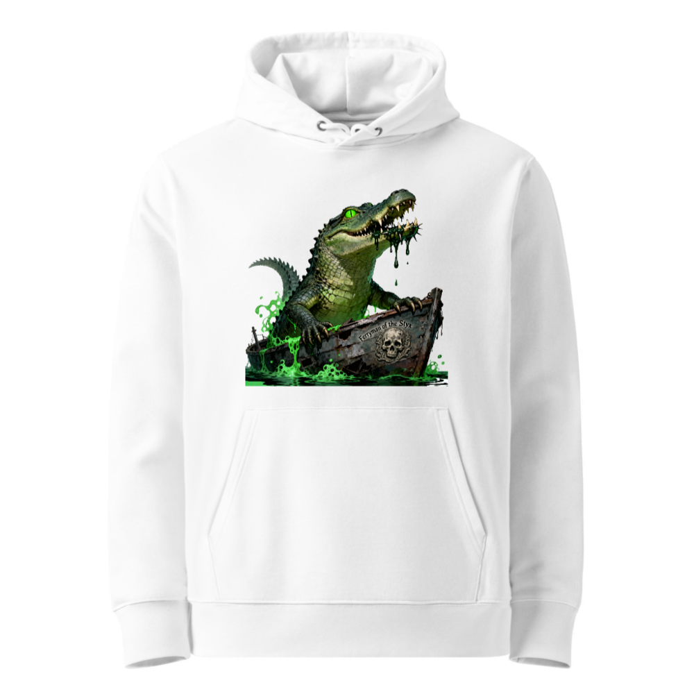 Unisex Eco Hoodie with Crocodile Pirate Boat Graphic - Sustainable Cotton Blend