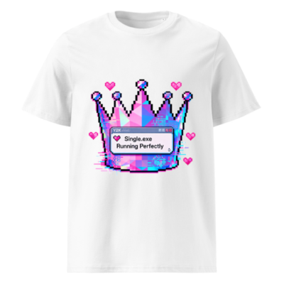 Unisex Organic Cotton T-Shirt | Pixel Crown & Single.exe Running Perfectly Design