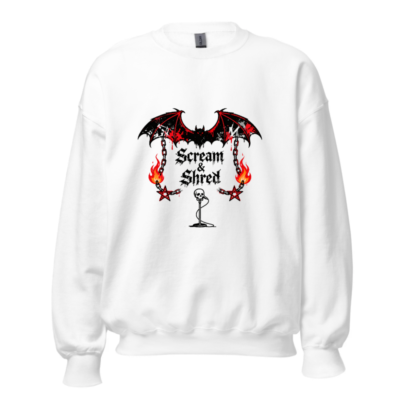 Unisex Scream & Shred Bat Sweatshirt - Gothic Punk Crew Neck