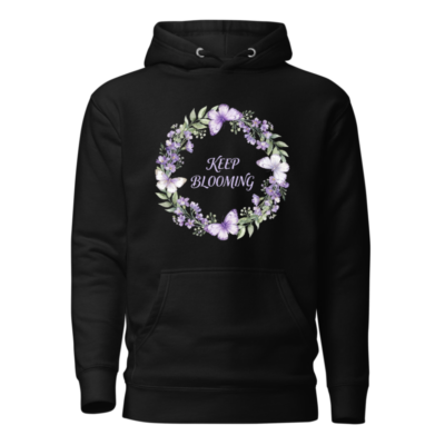 Unisex Premium Pullover Hoodie - Keep Blooming Floral Butterfly Design