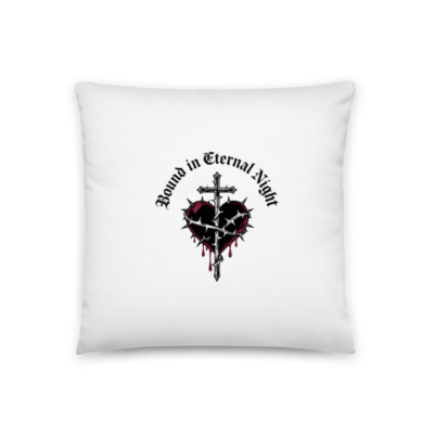 Bound in Eternal Night Cross & Thorn Heart Pillow 18"x18" - Gothic Decorative Throw Pillow