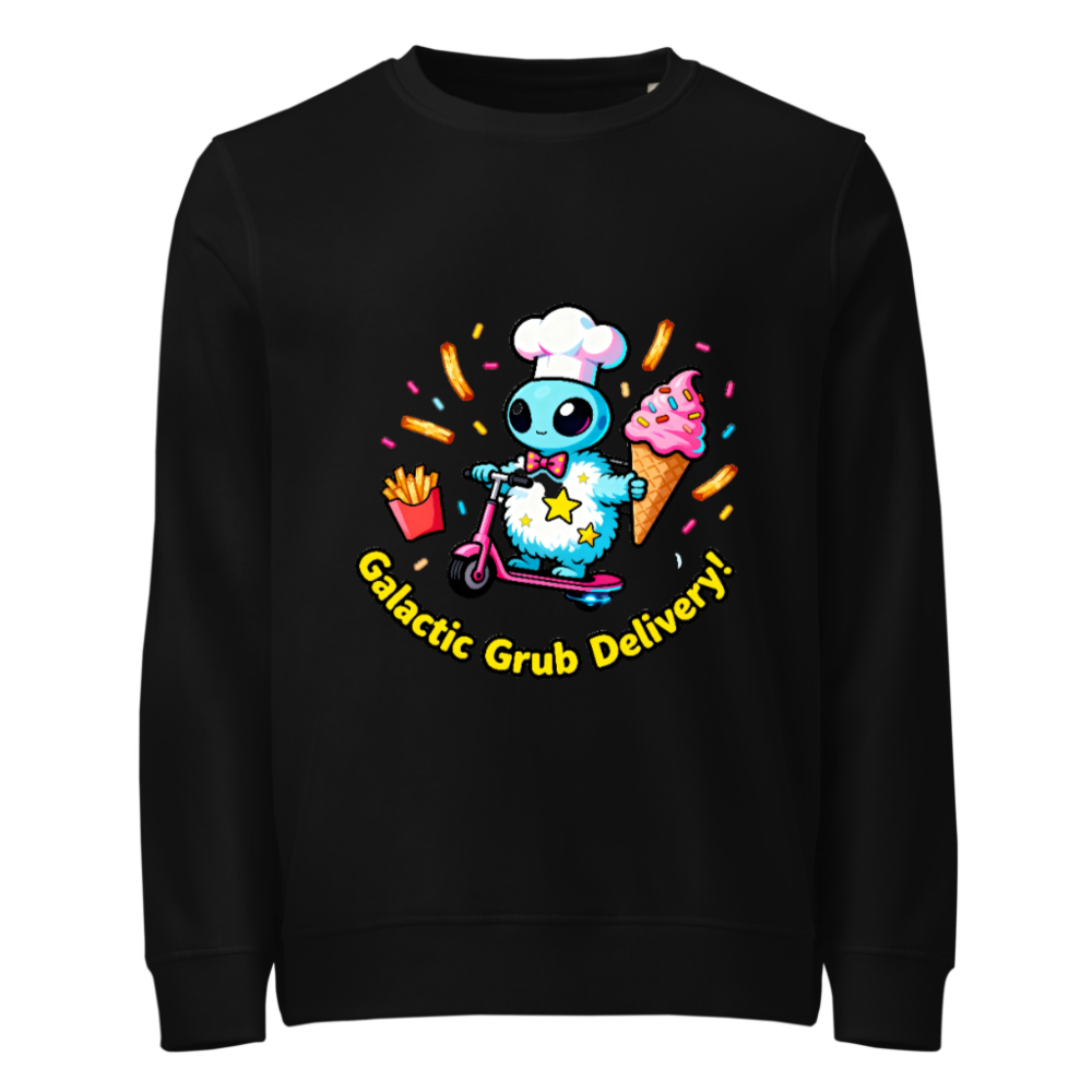 Unisex Organic Sweatshirt | Galactic Grub Delivery! - Eco-Friendly, Soft & Sustainable