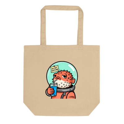 Eco Oyster Tote Bag | Sustainable Cotton Tote with Puffer Fish Astronaut Design