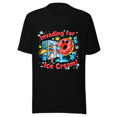 Unisex Staple T-Shirt: Invading for Ice Cream! Donut & Alien Graphic Tee