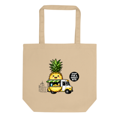 Eco Oyster Tote Bag | Pineapple Food Truck Design, Reusable Canvas Tote