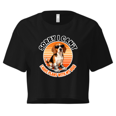 Women's Crop Top - Beagle Dog Graphic, 'Sorry I Can't, I Have Plans With My Dog' Vintage Tee