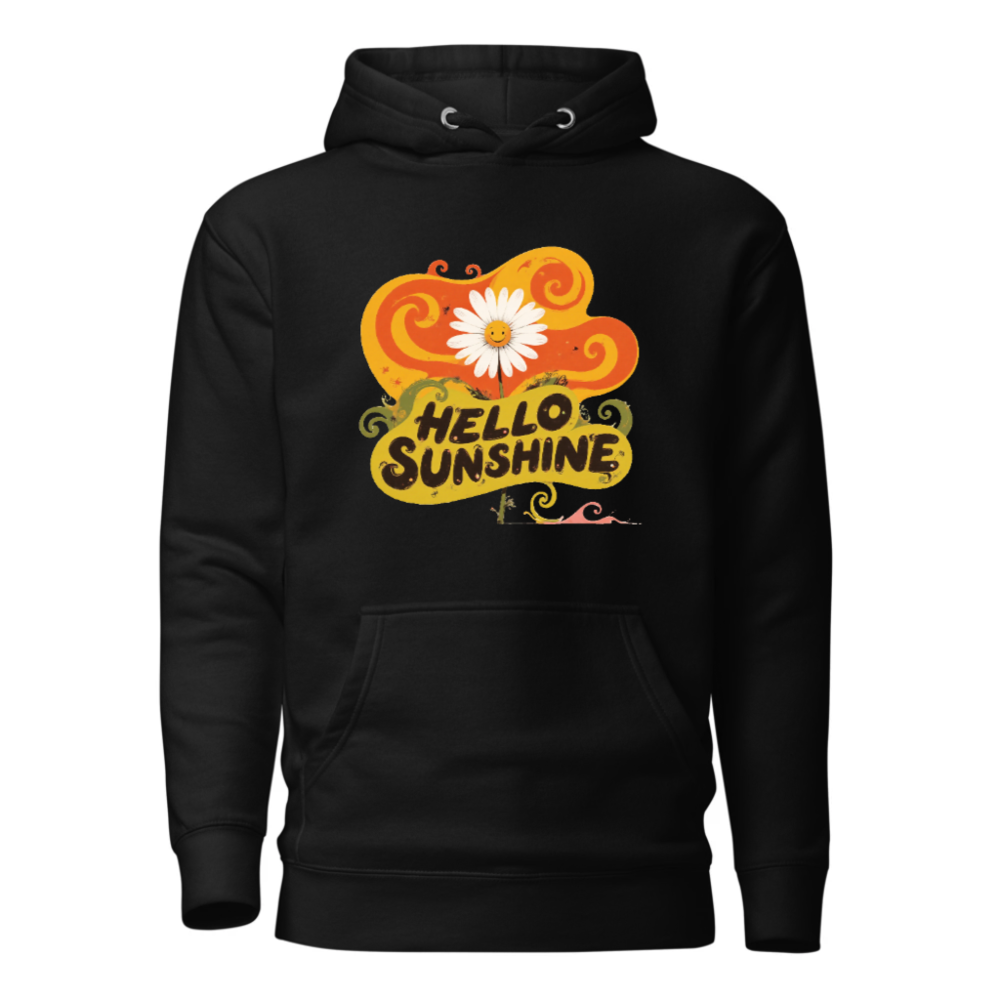 Unisex Premium Pullover Hoodie - Hello Sunshine Daisies & Sunburst Design