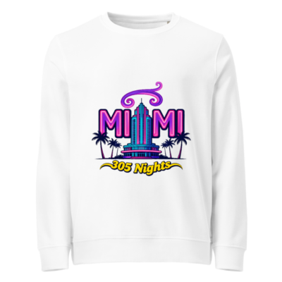 Miami 305 Nights Unisex Organic Sweatshirt | Neon Art & Palm Trees
