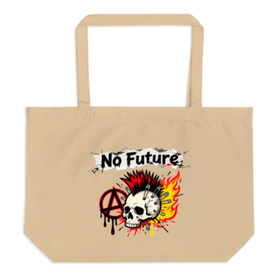 No Future Punk Skull Tote Bag | Organic Cotton Large Tote