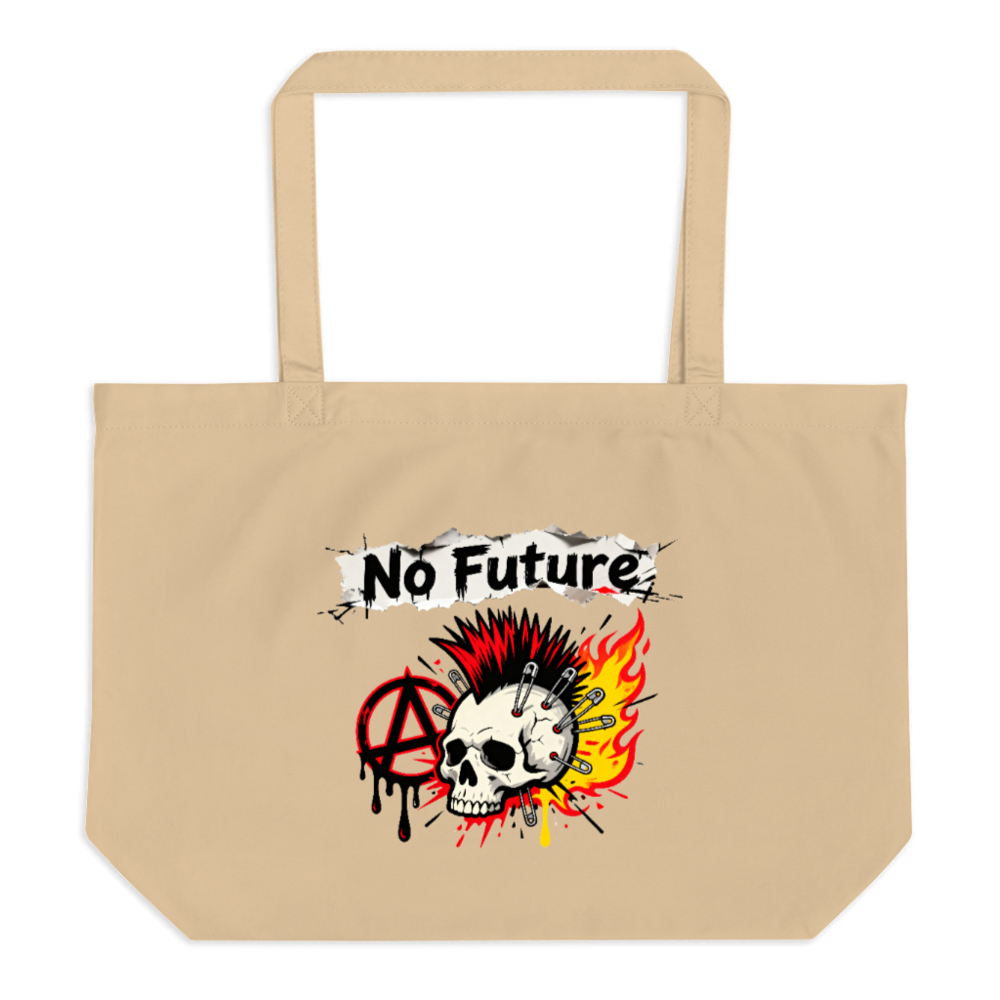 No Future Punk Skull Tote Bag | Organic Cotton Large Tote