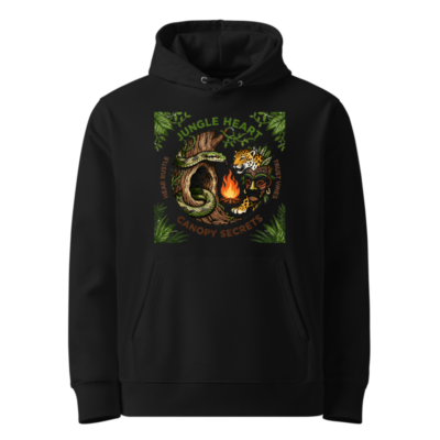 Jungle Heart Unisex Eco Hoodie | Sustainable Organic Cotton Hoodie with Canopy Secrets Design