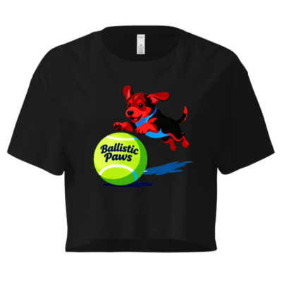 Women's Ballistic Paws Crop Top - Fun Dog Tennis Design, Short Sleeve