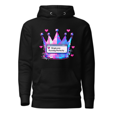 Unisex Premium Pullover Hoodie - Pixel Crown & Single.exe Running Perfectly