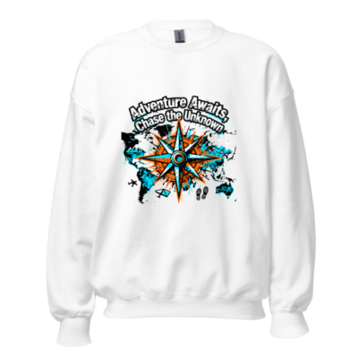 Unisex Crew Neck Sweatshirt | Adventure Awaits, Chase the Unknown Compass Design