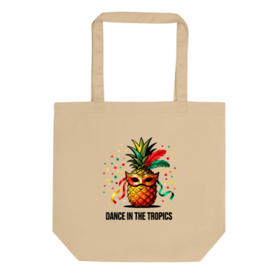 Eco Oyster Tote Bag | Pineapple Mask Party Design - Sustainable Canvas Tote