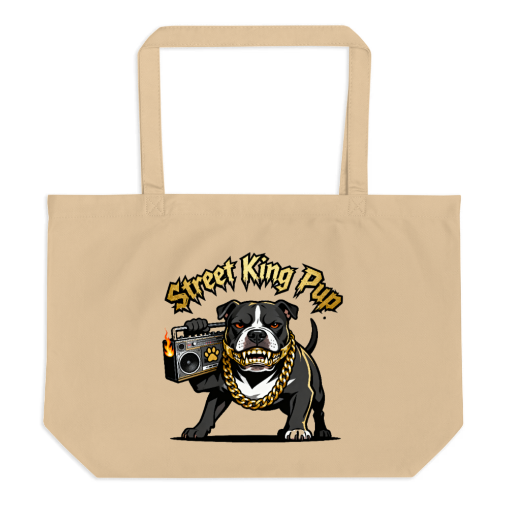 Street King Pup Organic Tote Bag | Large Eco-Friendly Canvas Tote
