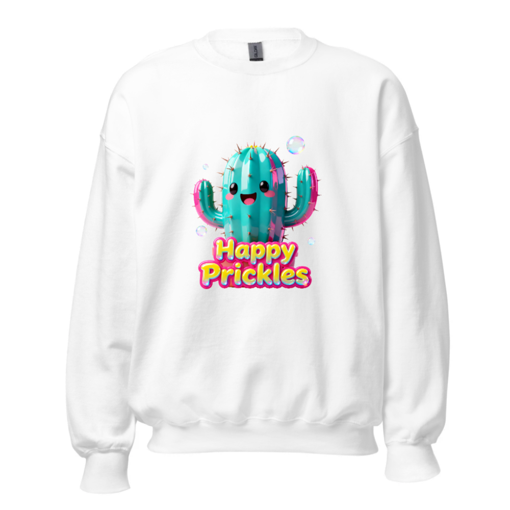 Happy Prickles Cactus Sweatshirt - Unisex Crew Neck, Soft & Comfortable