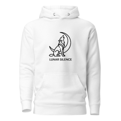 Lunar Silence Unisex Premium Pullover Hoodie - Wolf & Moon Design