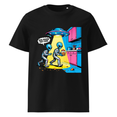 Unisex Organic Cotton T-Shirt - Alien Cookie Theft Graphic Tee