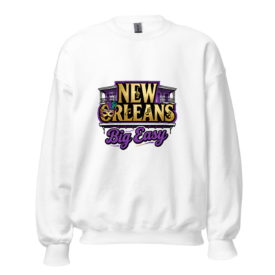 New Orleans Big Easy Unisex Crew Neck Sweatshirt - Gold & Purple Mardi Gras Design