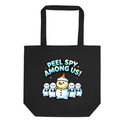 Eco Black Tote Bag | Peel Spy Among Us Snowman Design - Reusable & Sustainable