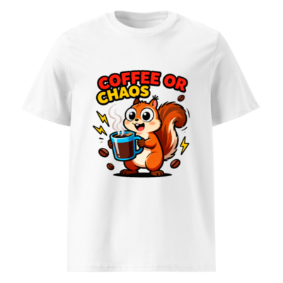 Coffee or Chaos Squirrel T-Shirt | Unisex Organic Cotton Tee
