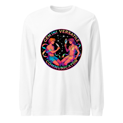 Gemini Versatile Communicator Unisex Long Sleeve Tee - Cosmic Twin Design