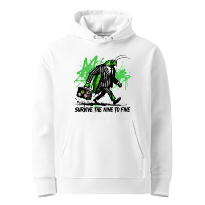 Unisex Eco Hoodie - Green Grasshopper Business Suit, Survive the Nine to Five