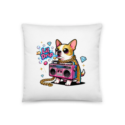 Lil Drip Chihuahua Boombox Pillow - 18"x18" Funny Dog Decorative Cushion