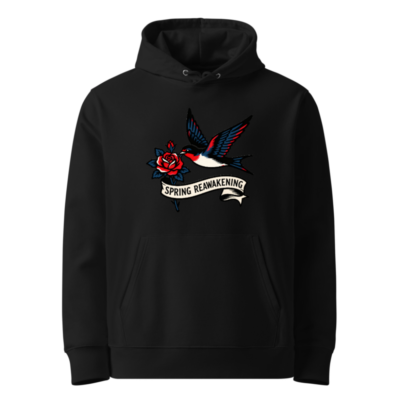 Unisex Eco Hoodie - Spring Reawakening Swallow & Rose Design