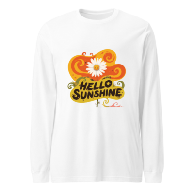 Hello Sunshine Long Sleeve Tee - Unisex Flower Graphic T-Shirt