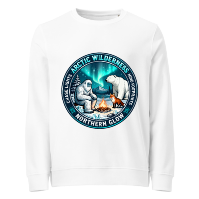 Arctic Wilderness Organic Sweatshirt | Northern Glow, Yeti & Polar Bear