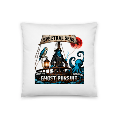 Spectral Seas Ghost Pursuit Pirate Pillow 18"x18" - Hoist Sail, Hear Chains