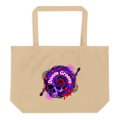 Organic Tote Bag with Doom Groove Skull Design | Eco-Friendly Large Canvas Bag