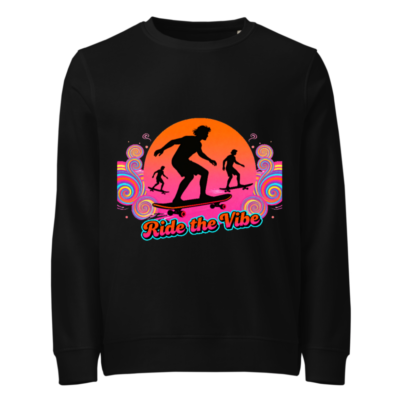 Unisex Organic Sweatshirt | Ride the Vibe Skateboard Design