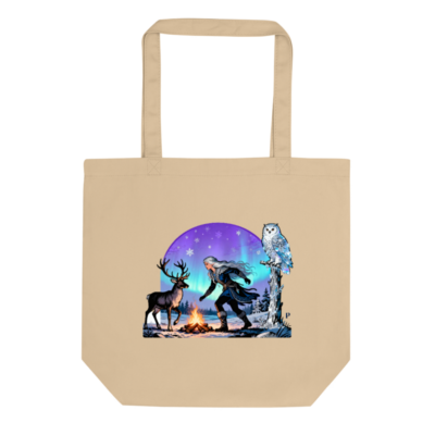 Eco Oyster Tote Bag | Sustainable Cotton Tote with Winter Magic Design