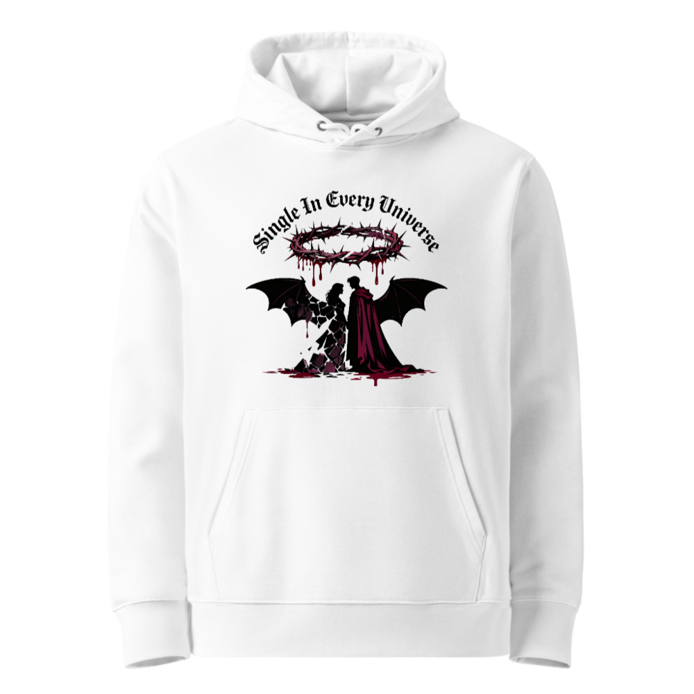 Unisex Eco Hoodie - Single In Every Universe, Gothic Angel & Devil Design