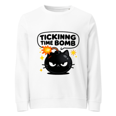 Unisex Organic Sweatshirt - Tickinng Time Bomb Cat Design