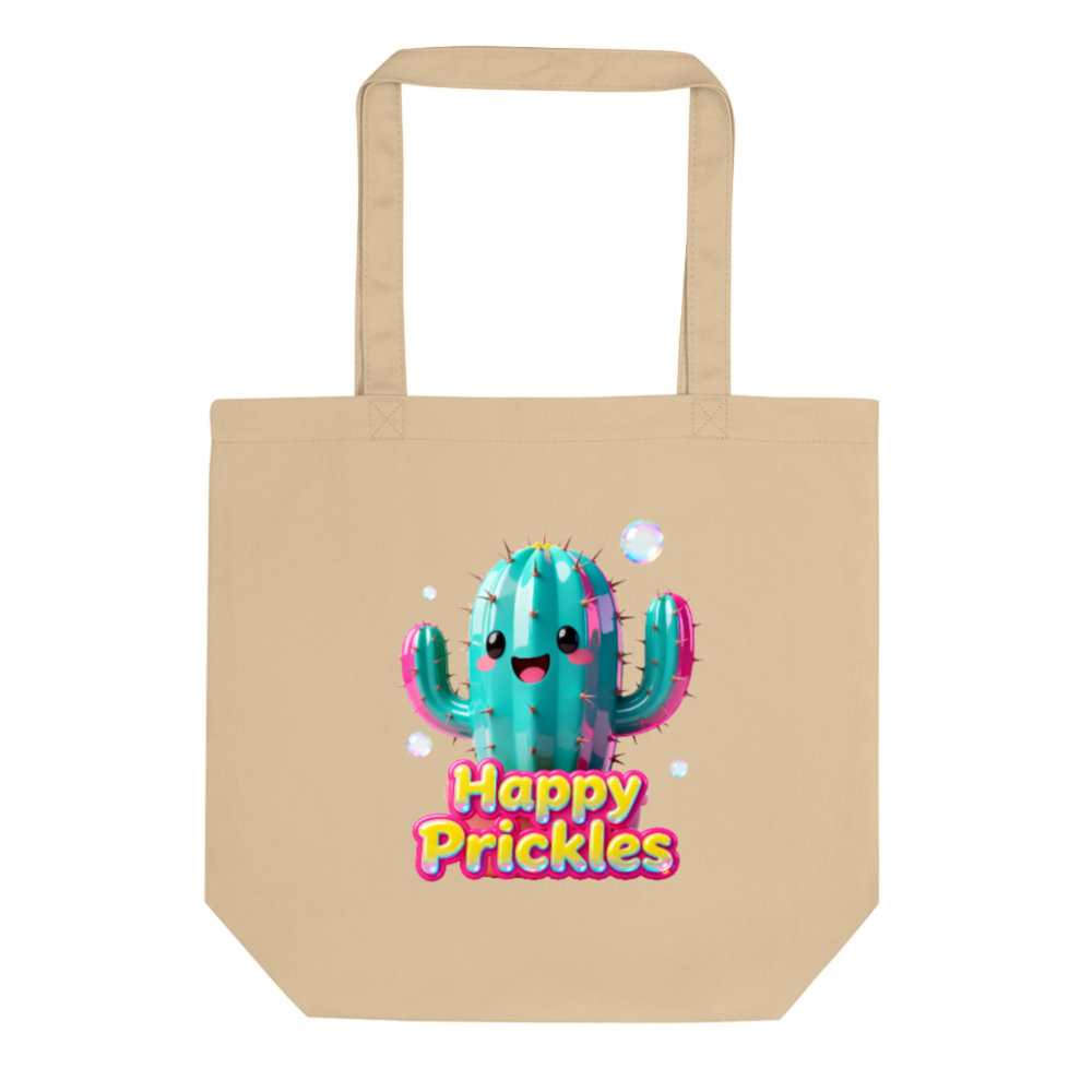 Eco Oyster Tote Bag | Happy Prickles Cactus Design, Reusable & Sustainable