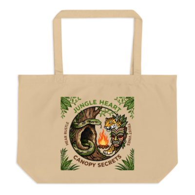 Organic Tote Bag | Jungle Heart Canopy Secrets Design - Large Eco-Friendly Cotton Tote