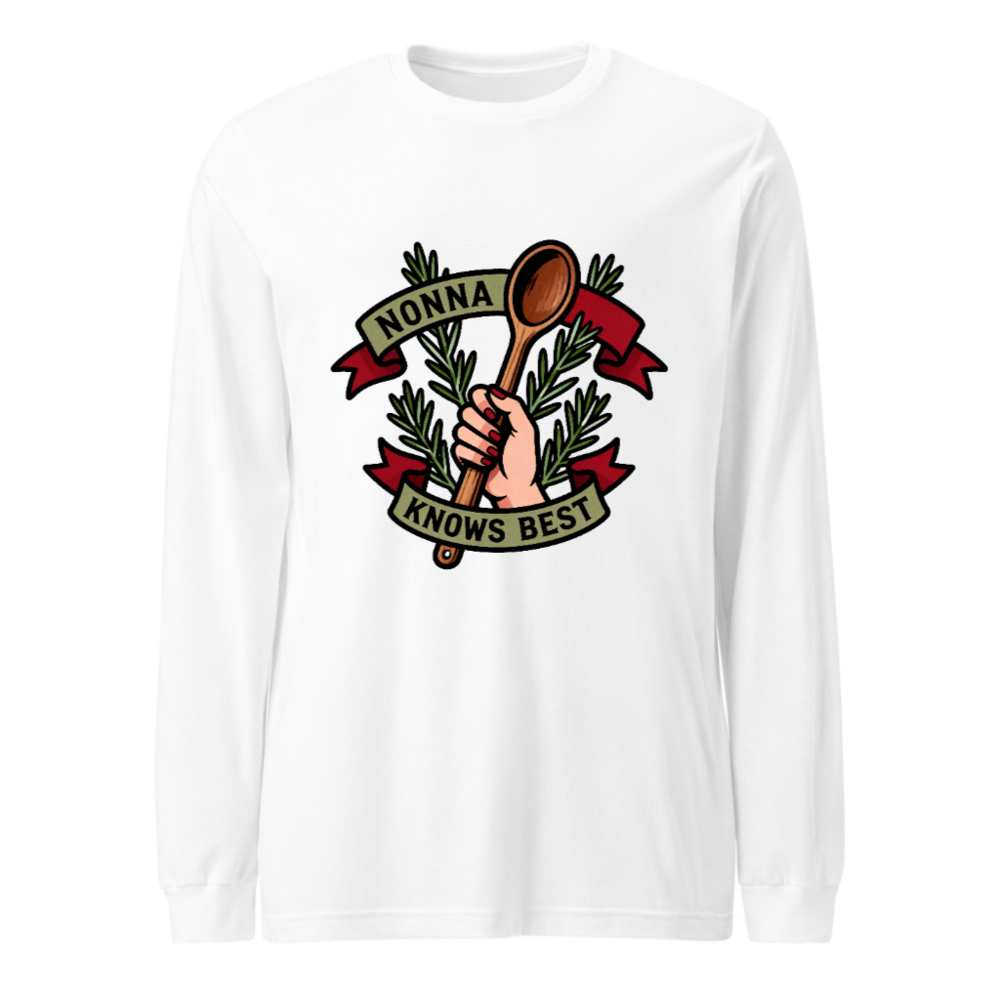 Nonna Knows Best Long Sleeve Tee - Unisex Wood Spoon Rosemary Design