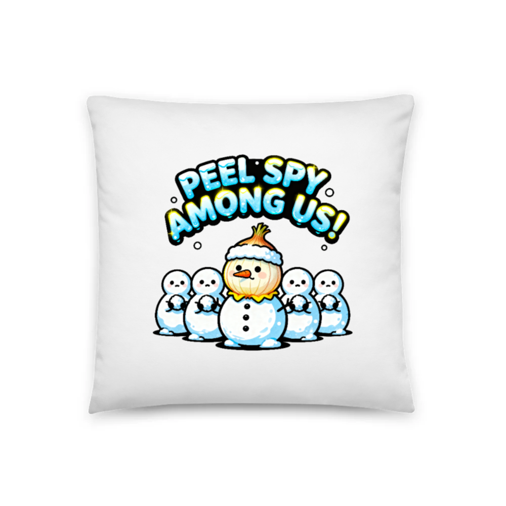 Peel Spy Among Us Snowman Pillow 18"x18" - Cute Onion-Themed Decorative Throw Pillow