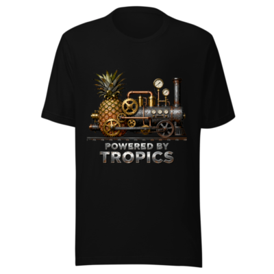 Unisex T-Shirt Powered by Tropics - Pineapple Steam Train Design