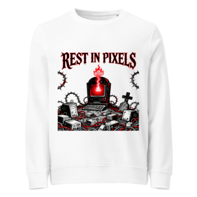 Rest in Pixels Unisex Organic Sweatshirt | Low Battery Theme