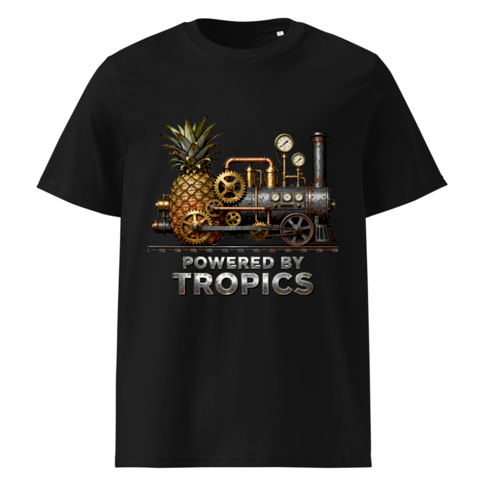 Steampunk Pineapple Train T-Shirt - Powered by Tropics Unisex Organic Cotton
