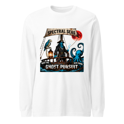 Spectral Seas Ghost Pursuit Long Sleeve Tee - Unisex Pirate Octopus Design