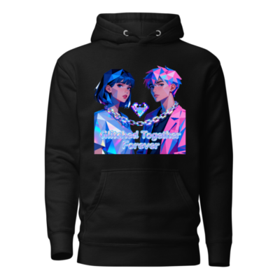 Glitched Together Forever Unisex Hoodie - Premium Pullover with Pixel Heart Design