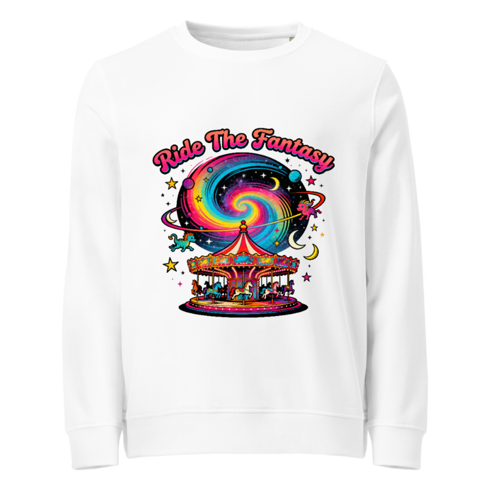 Unisex Organic Sweatshirt | Ride The Fantasy Carousel & Galaxy Design