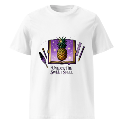 Unisex Organic Cotton T-Shirt | Pineapple Spell Book Design - Unlock the Sweet Spell