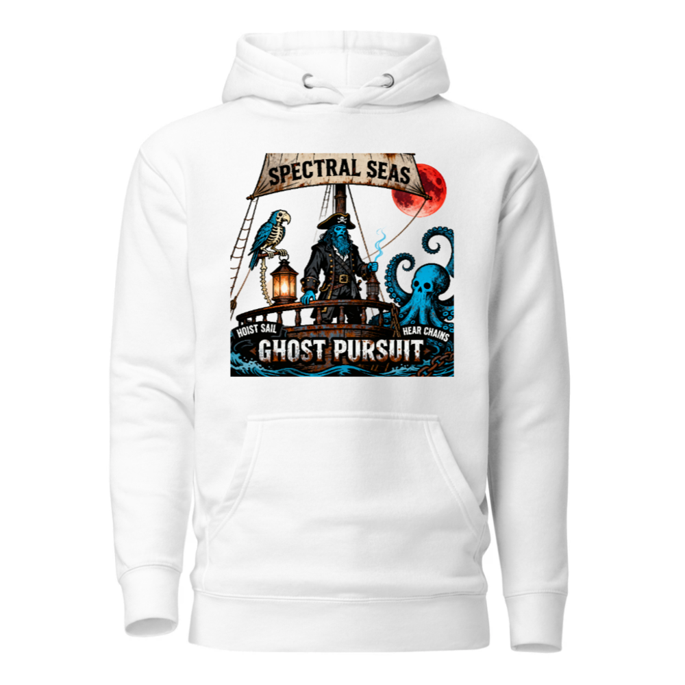 Spectral Seas Ghost Pursuit Unisex Hoodie - Premium Pullover with Pirate & Octopus Design
